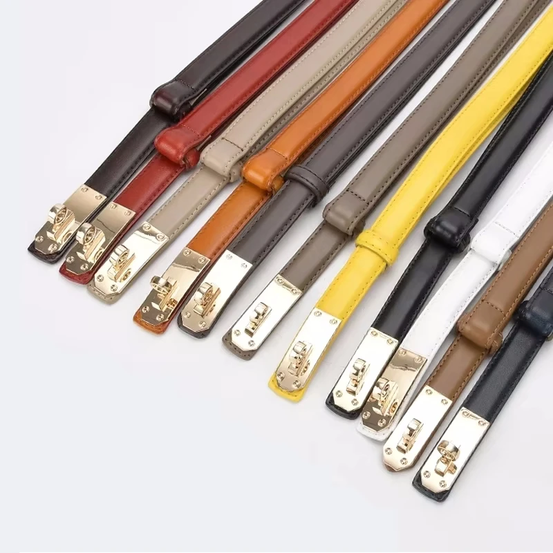 حزام جلد نسائي بإبزيم معدني ذهبي فاخر كاجوال حزام عصري للجينز والفساتين أحزمة نسائية