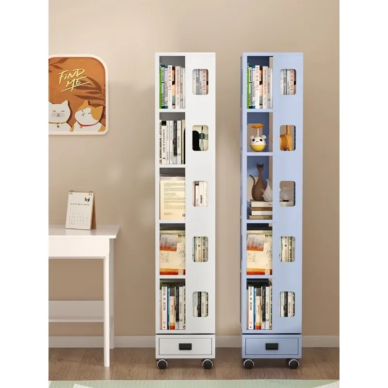 

Rotating bookshelf degree floor to floor minimalist children's picture book storage shelf, steel home simple student bookshelf