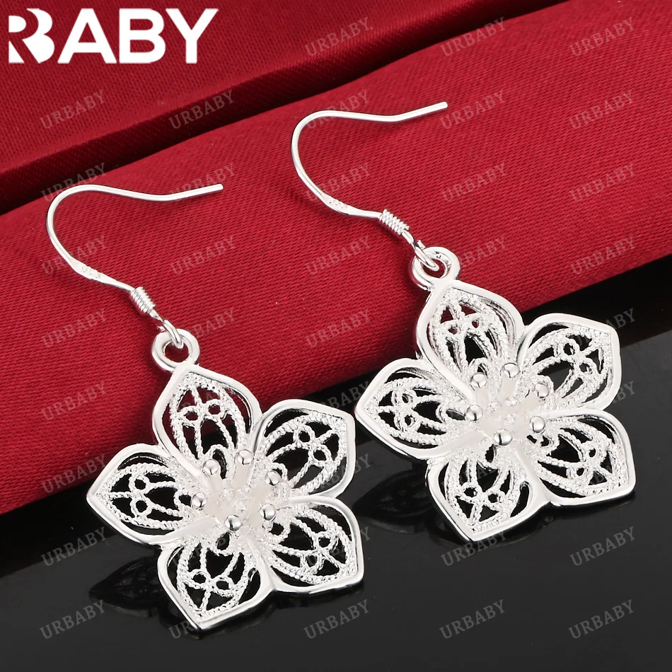 

URBABY 925 Sterling Silver Earrings Petal Shape Drop Earrings For Women Jewelry Fashion Party and Daily Wear