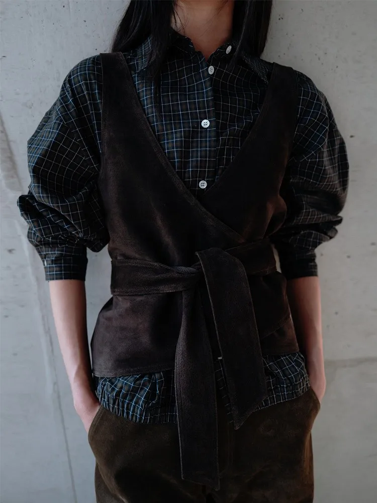 

Женская клетчатая рубашка Monoha свободного кроя в винтажном стиле с отложным воротником, корейская новая модная модель с утягивающим эффектом на талии