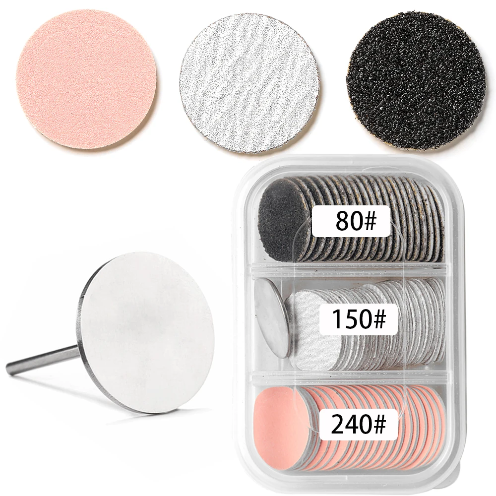 60pcs Replaceable Sanding Paper With Metal Disk Pink Pedicure Nail Bit Sandpaper Foot Care Tool Accessories