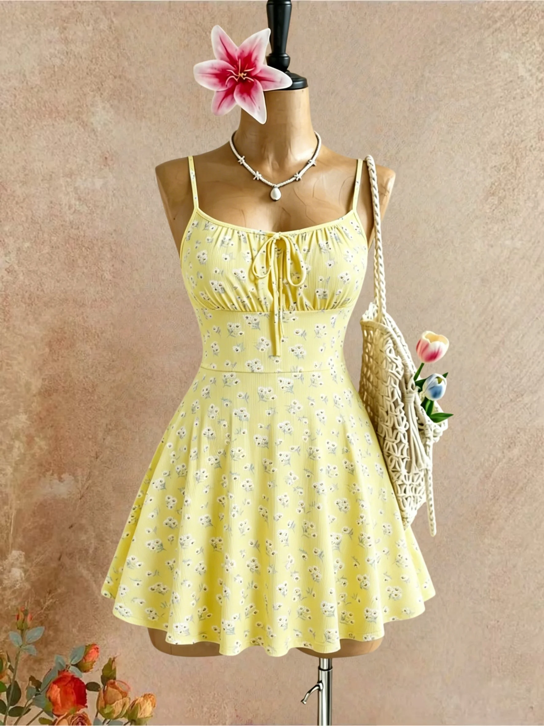 american eagle yellow floral dress Vintage Outfitters Maxi (1990s) – Ragstock American Threads x Nataly Lorenzo Halter tie Mini Dress Aerie Tie Front