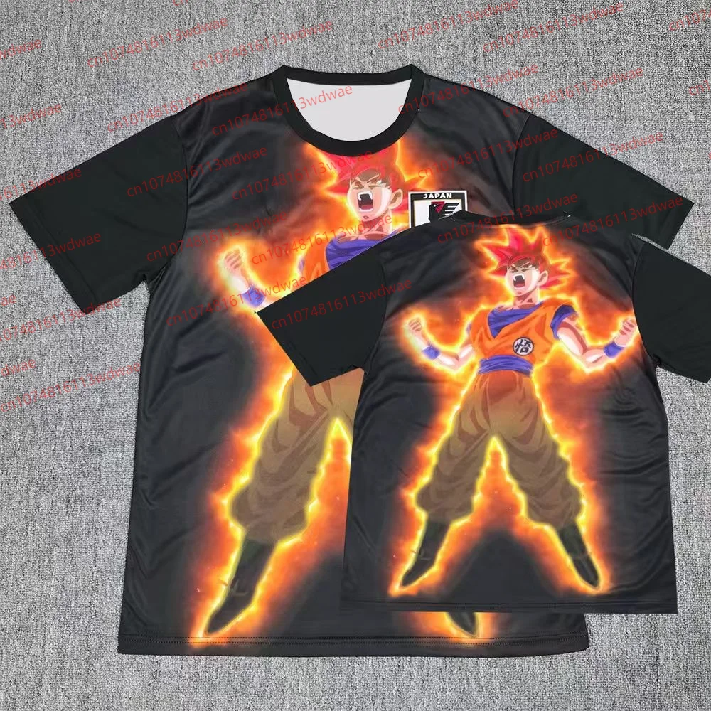 

Dragon Ball Super Goku Red Hair футболка мужская аниме Fire Aura Tee Saiyan рубашка для косплея японский футбольный стиль уличная одежда летний топ