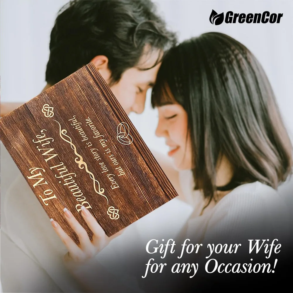 Anniversary for Wife Her Anniversary Women Engraved Wooden Gift Set 'To My Beautiful Wife' Includes Crystal Engraved