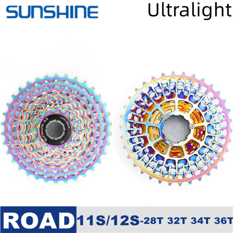 

SUNSHINE 220g Ultralight SLR Colorful Road Bike Cassette 11S 12S Freewheel 28T 32T 34T 36T Cycling Sprocket K7 Gravel HG