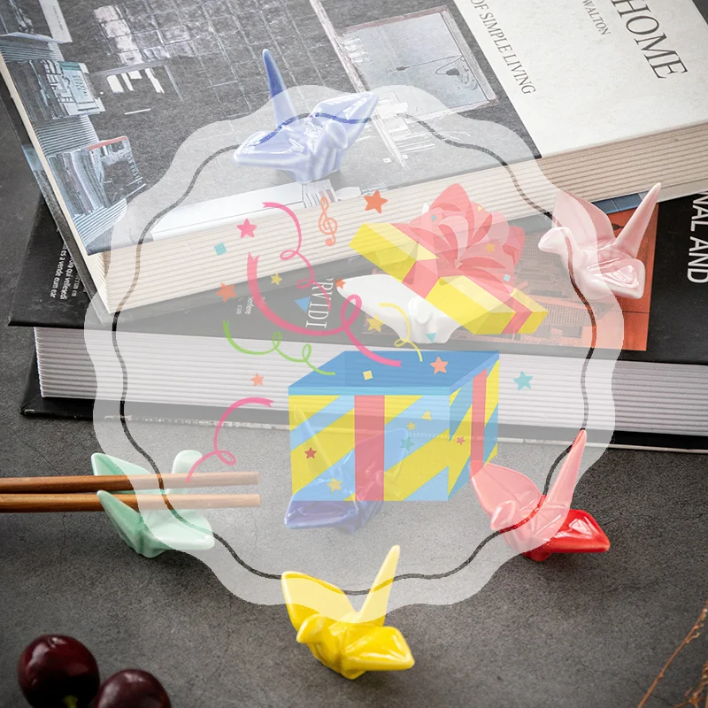 

Ceramic Paper Crane Chopstick Rest Chopsticks Forks Spoon Holder Dinner Spoon Stand Home Decoration Ornament Housewarming Gift