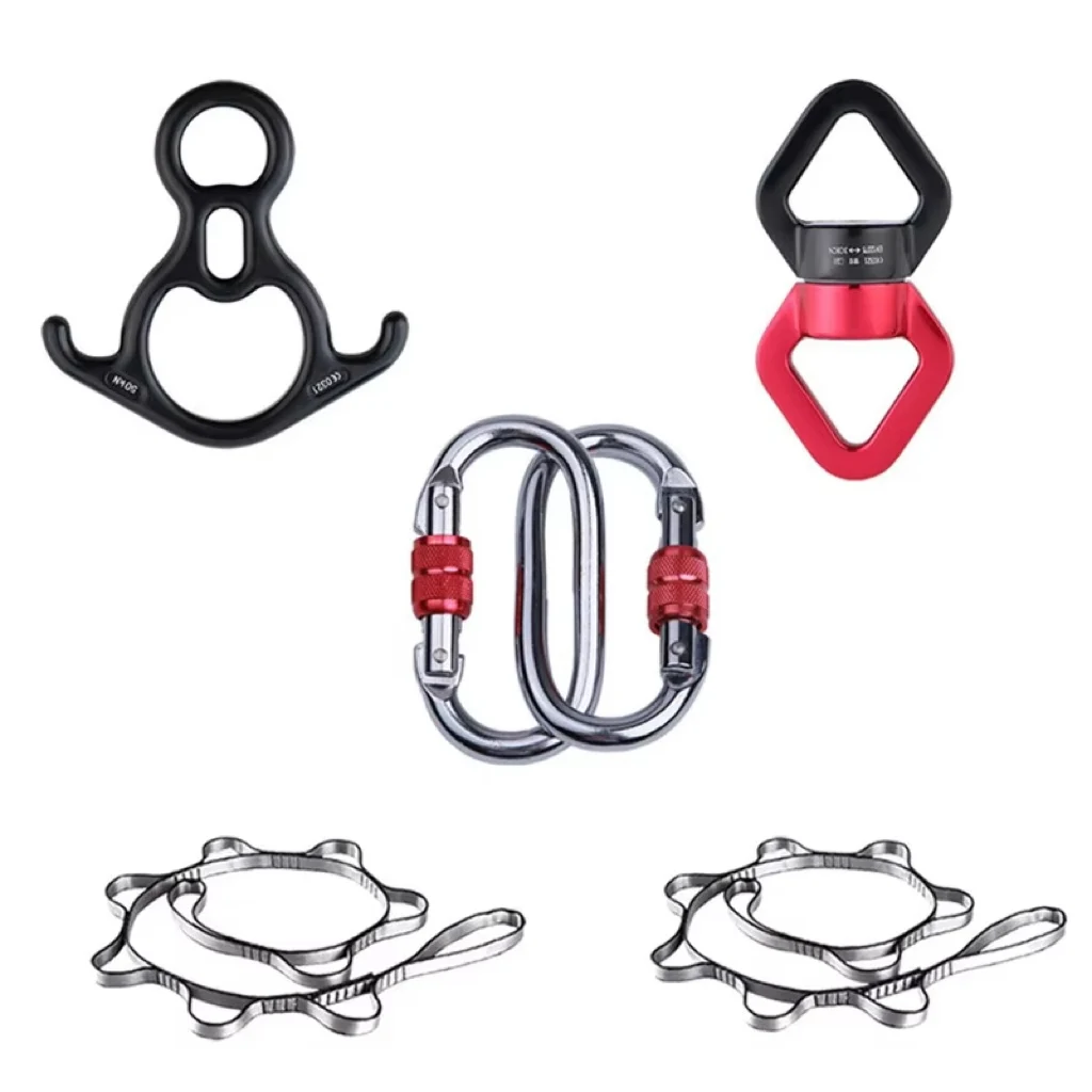 Kit de hardware de dança aérea de seda para resgate de dança voadora acrobática 8 e giratória e mosquetões eslingas de ioga para equipamentos de ioga