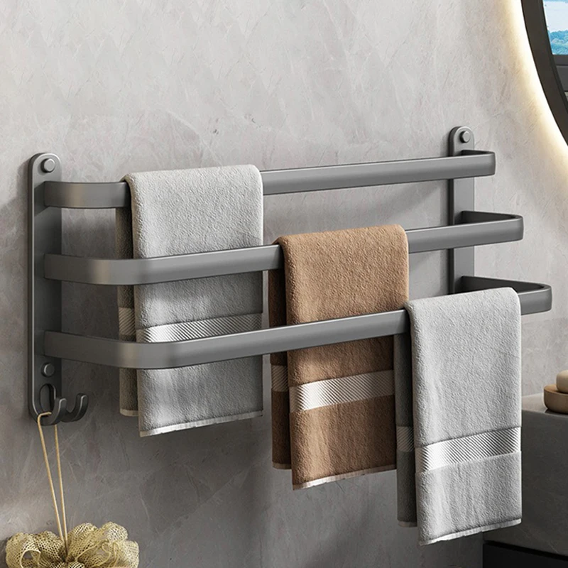Bathroom Towel Racks Wall Hanging Organizers Towel Rack Toilet Decorations Drying Towels Holder Home Storage Shower Accessories