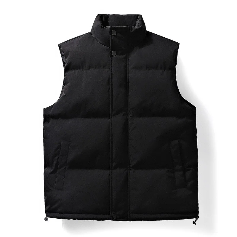 Winter Men's Down Cotton Vest Stand Collar Solid Color Sleeveless Waistcoat Slim Handsome Warm Casual Cotton-padded Vest