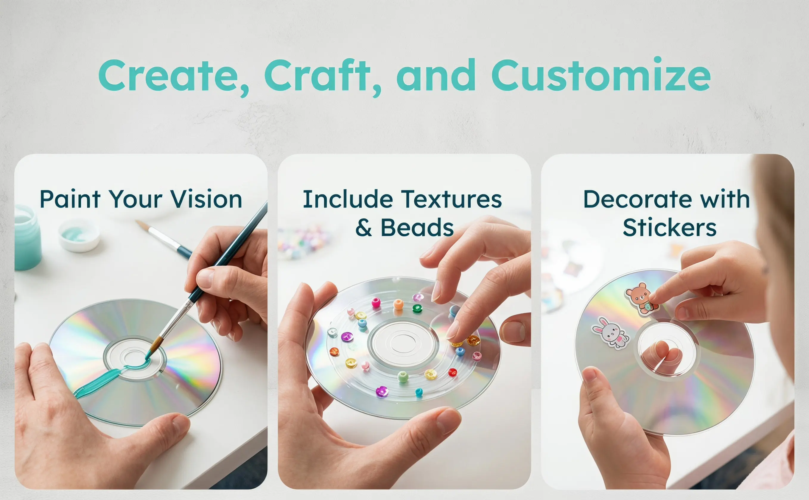 50Pcs Plastic Cd Disk For Art Studio Supplies Party Decor Reflective Discs Decoration Craft