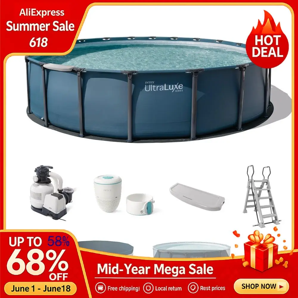 

20 ft x 52 in Round Outdoor Above Ground Pool Set, Smart WiFi Enabled Large Swimming Pool for Family and Adults Custom, Pools