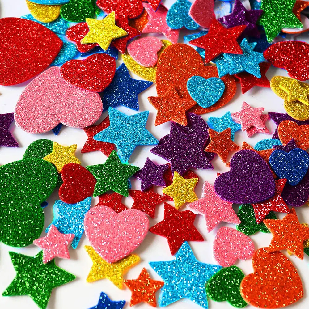 50/200/pack 3D Mix Color Glitter Foam Self-Adhesive EVA Star Stickers Scrapbooking DIY Kindergarten Party Decoration Kids Toys