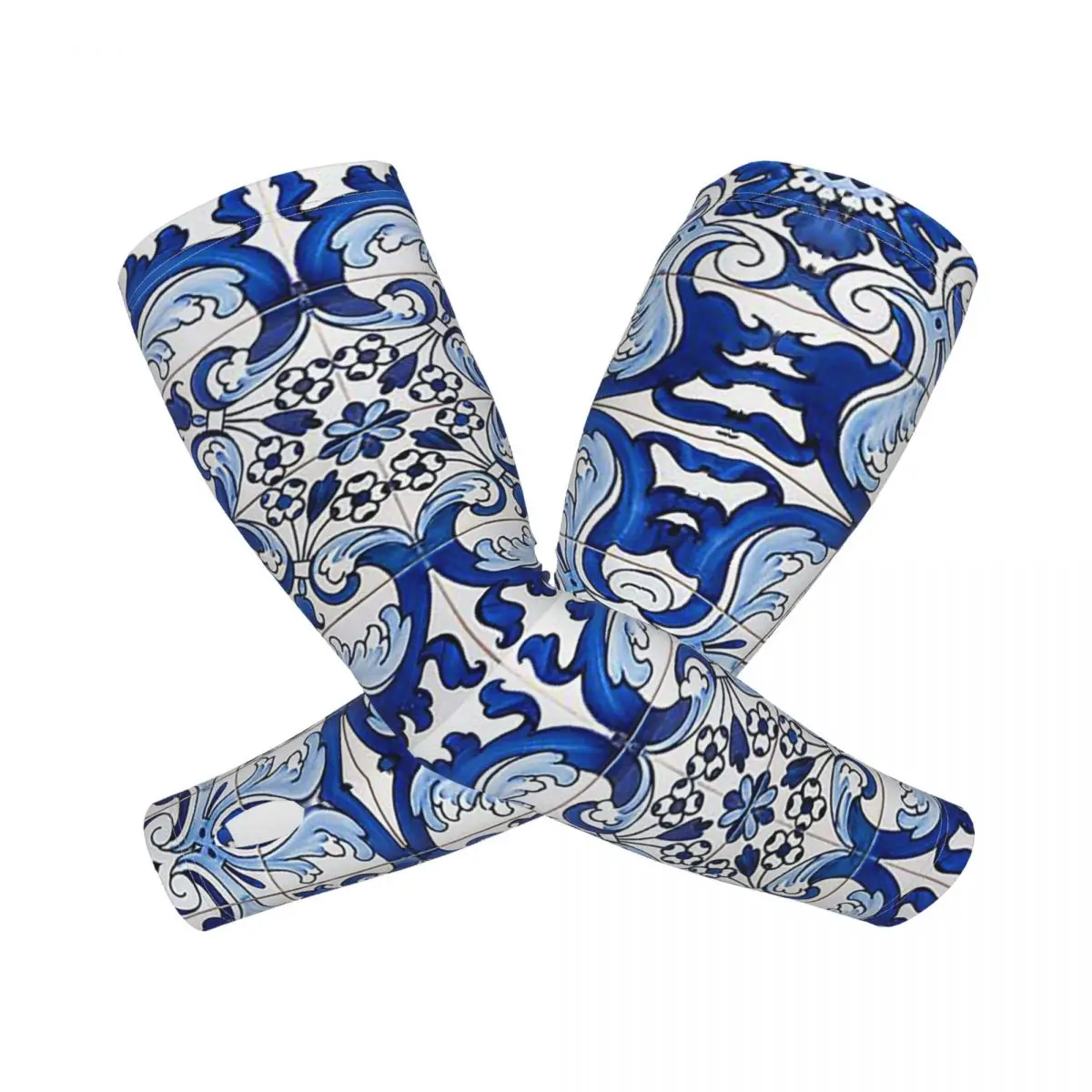 

Антикварная классическая плитка Lisbon Blue Azulejo с цветочным принтом, уличные рукава, защита от ультрафиолета, летние ледяные шелковые велосипедные татуировки, рукава