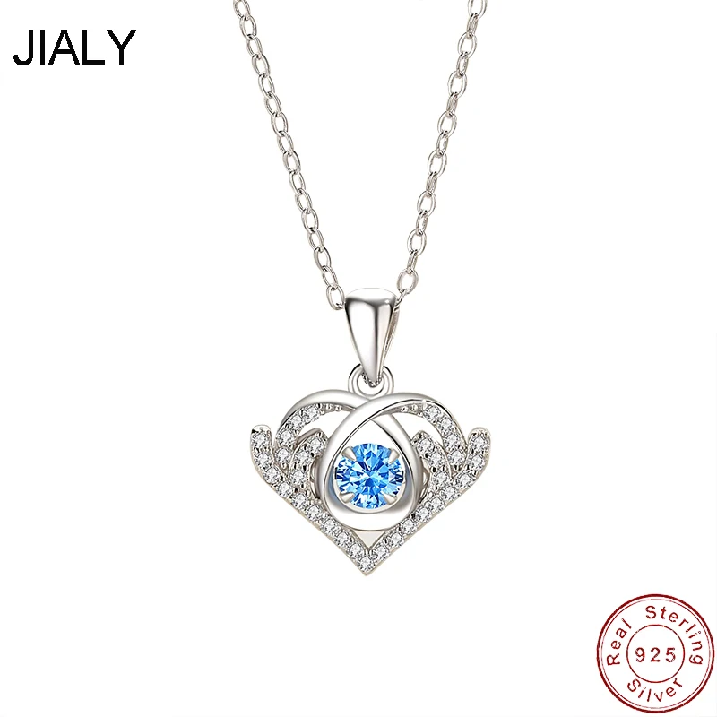 JIALY AAA CZ Beating Heart 925 Sterling Silver Necklace Clavicle Chain For Women Birthday Party Gift Jewelry