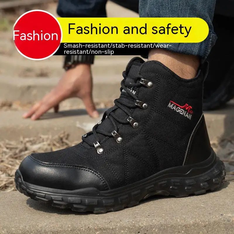 High Top Sport Safety Shoes Men Steel Toe Anti Smash Work Safety Boots Men Women Large Size Shoes Fashion Breathable Work Shoes