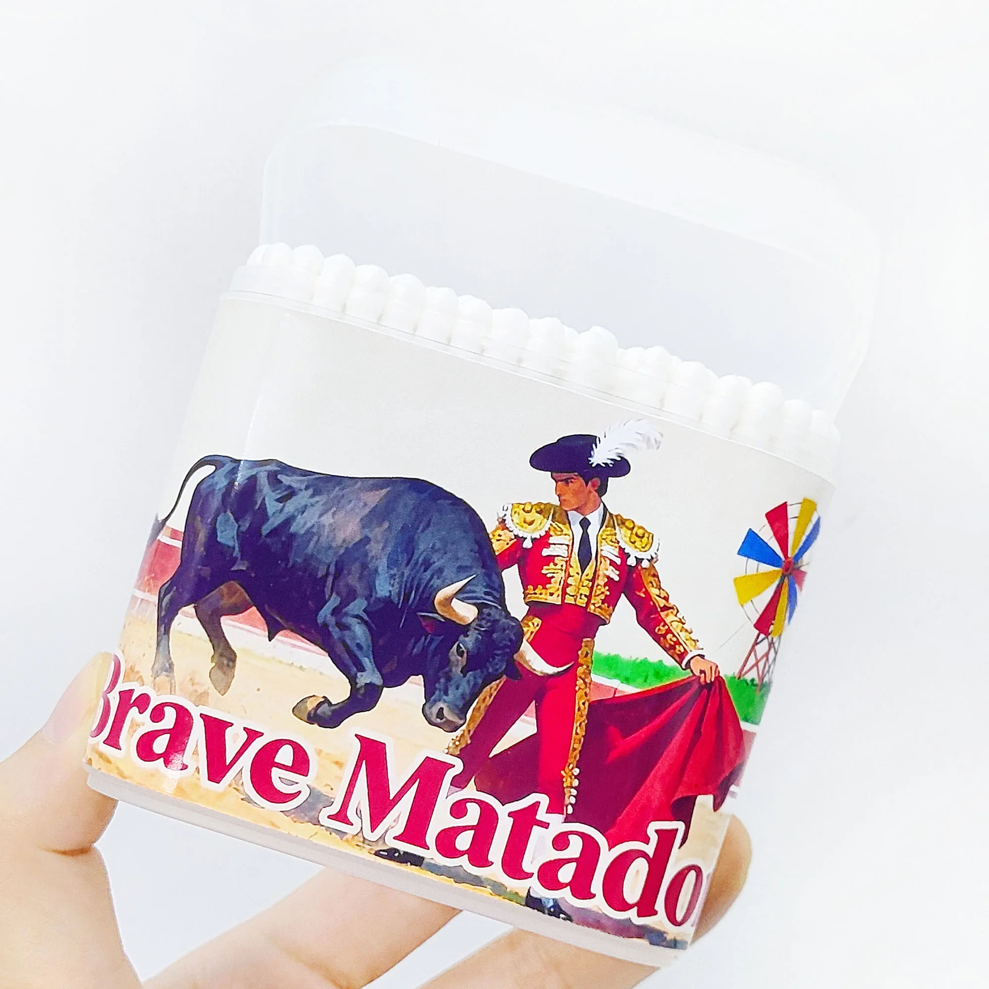 200개 스페인 투우 테마 면봉 창의적인 스페인 문화 패턴 다기능 양면 면봉