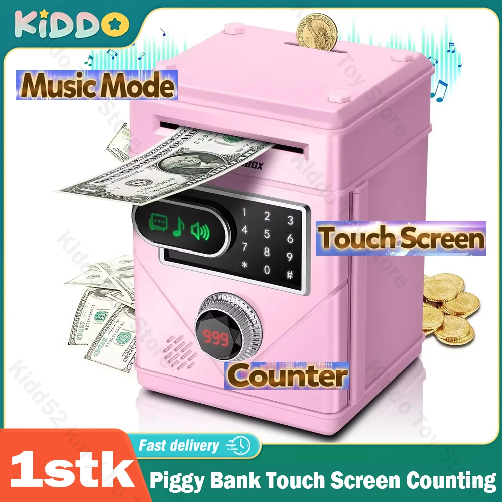 

Electronic Piggy Bank Touch Screen Counting Password Safe Box Money Boxes Digital Coins Cash Saving Deposit Atm Machine Kid Gift