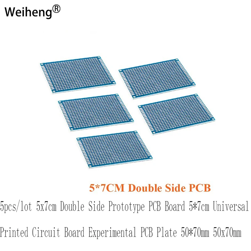 5pcslot 5x7cm Double Side Prototype PCB Board 57cm Universal Printed Circuit Board Experimental PCB Plate 5070mm 50x70mm