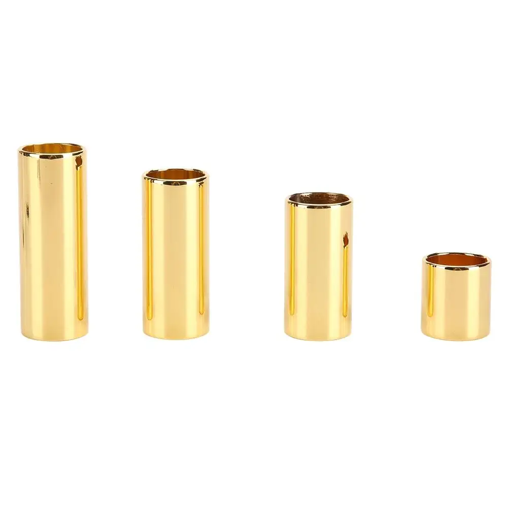 4Pcs Electric Guitar Metal Slide Bars - Golden String Slides for Smooth Playing