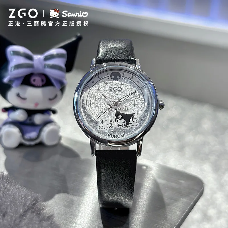 Cartoon Sanrioed Anime Kuromi Watch Ins Girly Heart Kawaii Simple Versatile Niche Quartz Watch Wrist Accessories Holiday Gifts