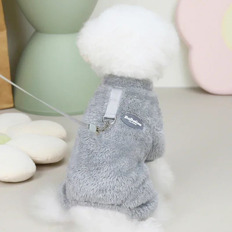 Winteroverall für Hunde, vierbeinig, warm, Haustierkleidung für kleine Hunde, Daunenoverall für Chihuahua, Mops, weiches Flanell-Hundekostüm – Detail 9
