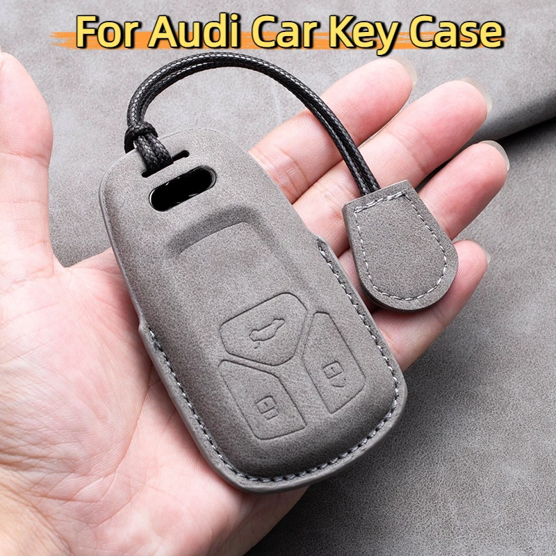 

Suede Leather Car Key Case Cover for Audi A4 A4L A5 Q5 Q7 TT TTS 8S B9 2016 2017 2018 Car Key Protection Keychain Accessories