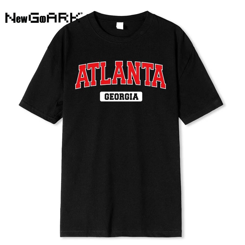 LE Atlanta Georgia Street Printing Men T Shirt Fashion Casual Tshirts Street Tshirt Loose 100% Cotton graphic t shirts