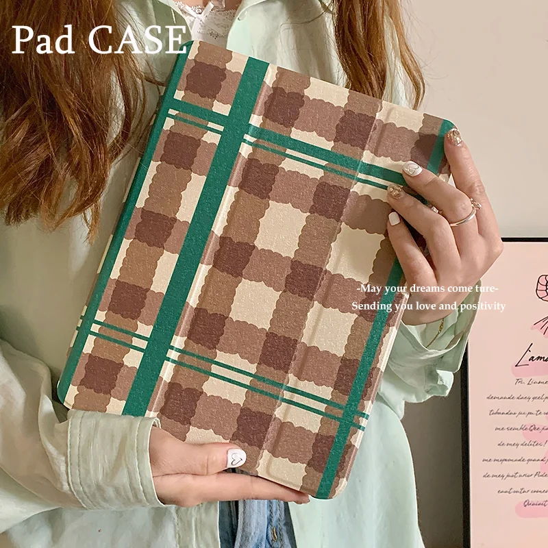 Korean style checkered pattern For iPad pro 10/11-Inch 2020/6th/7th /8th /Air 3rd/Air 4th/9th gen/Air 5th Gen 2022/Air 11