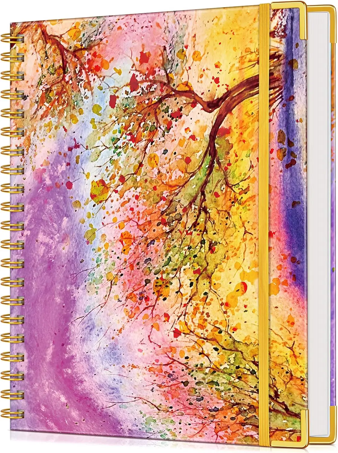 

A5 Hardcover Spiral Notebook 150 Pages Thick Paper College Ruled Autumn Tree Design Journal for Women Work School
