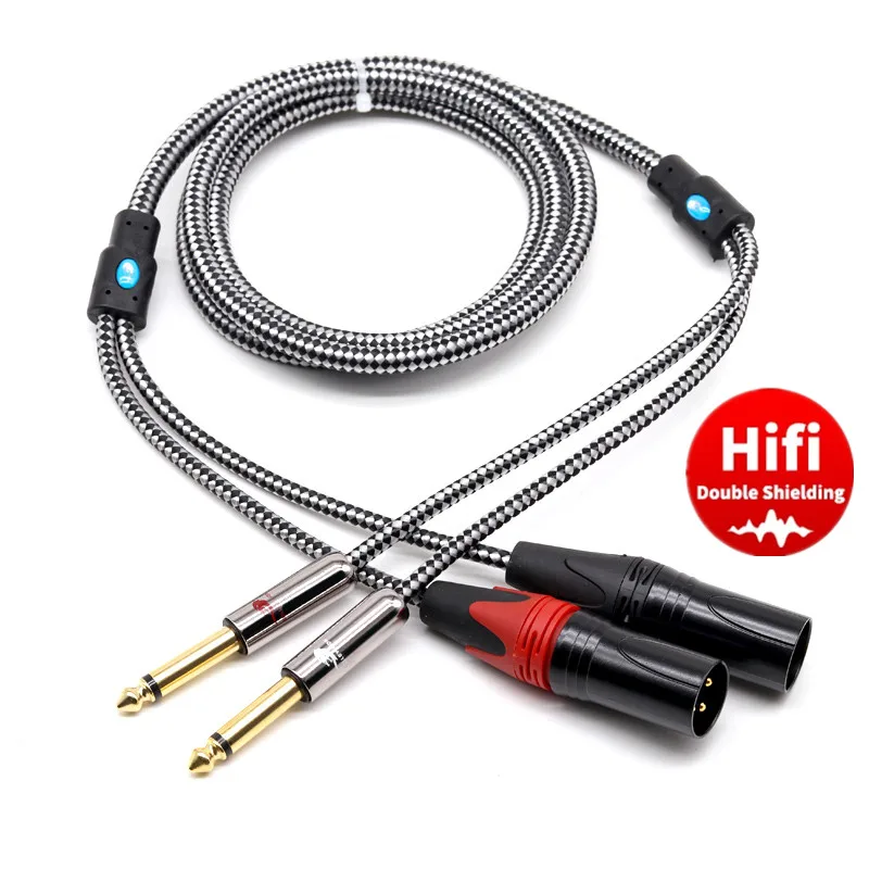 

Dual XLR Male to 2x 1/4 Inch TS Mono Male Hi-Fi Audio Cable for Amplifier Mixer Console 6.35mm to XLR 3-Pin Shielding Cords