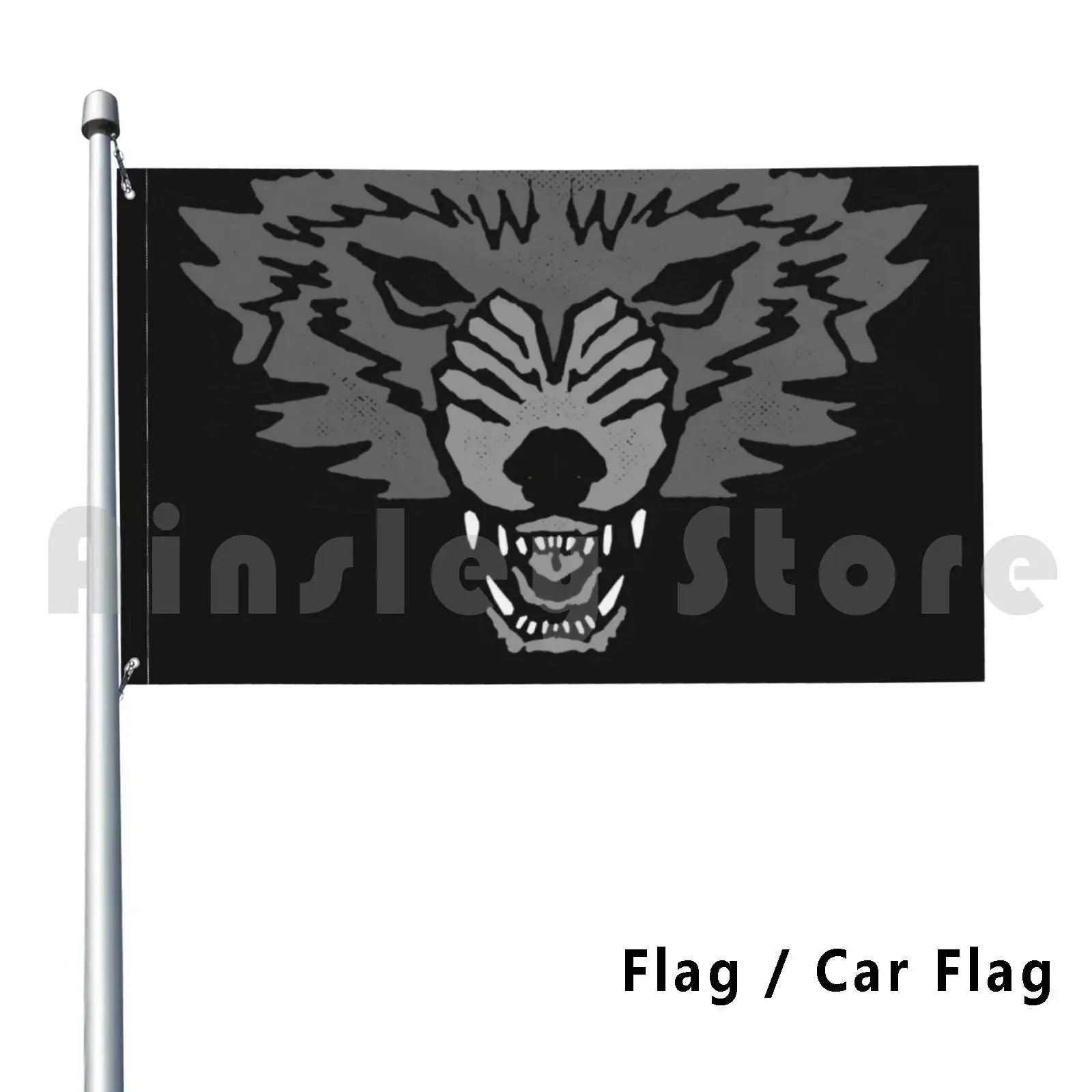 Wolf Vicious Outdoor Decor Flag Car Flag Wolf Vicious Fierce Werewolf Dog Husky Fashion Nyc Teeth Fangs Tattoo