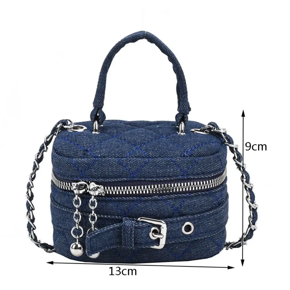 Bucket Small Bag Women\'s New Mini Lipstick Accessory Bag Parent-child Crossbody Bag Small Fragrance Denim Chain Bag