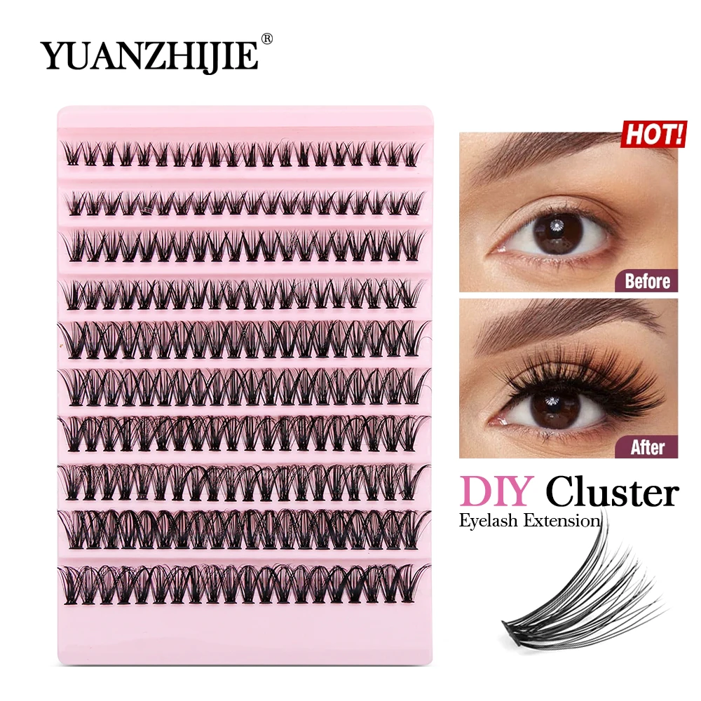 

YUANZHIJIE New Packaging 10rows DIY Clusters Eyelash Extension Segmented Lashes Thick Faux Mink Fake Bundles Lashes Supplies