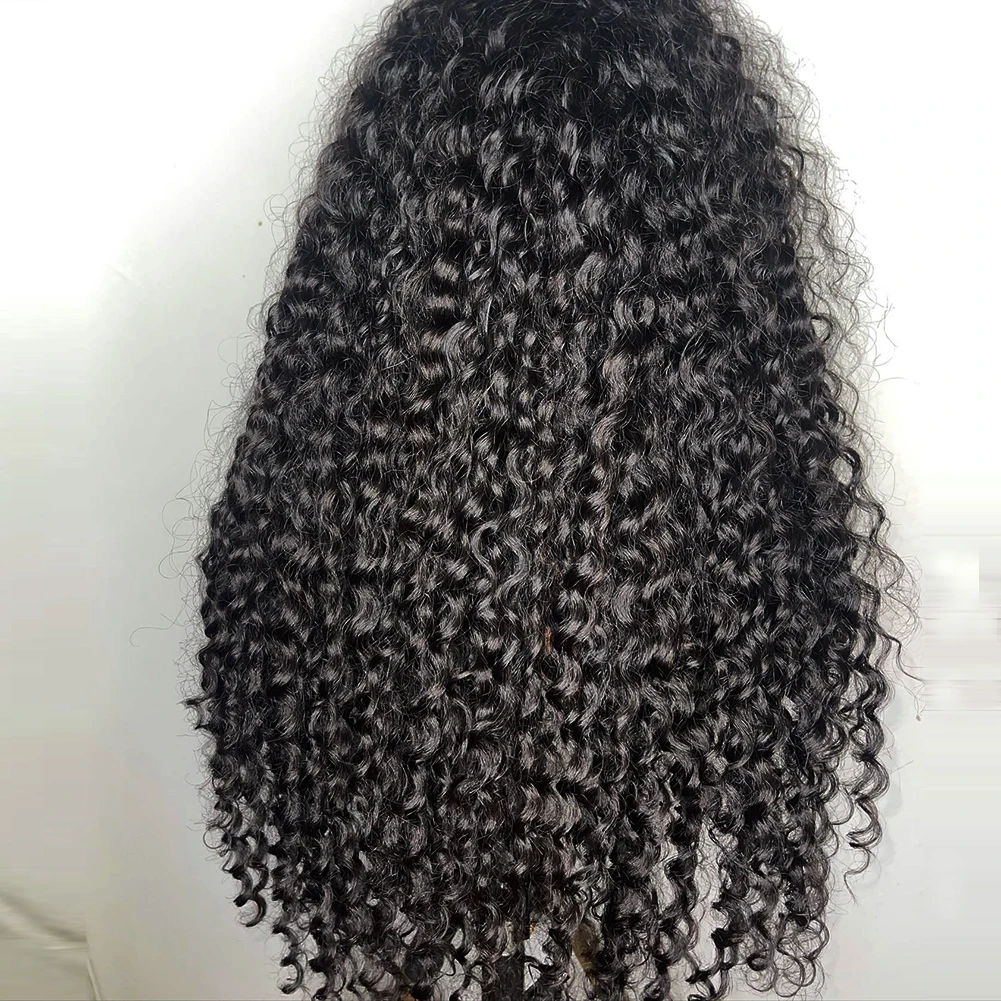 Zachte Lange 26Inch 180 Dichtheid Natuurlijke Zwarte Kinky Krullend Diepe Lace Pruik Voor Vrouwen Met Baby Haar Pretokkel Lijmloos Dagelijks