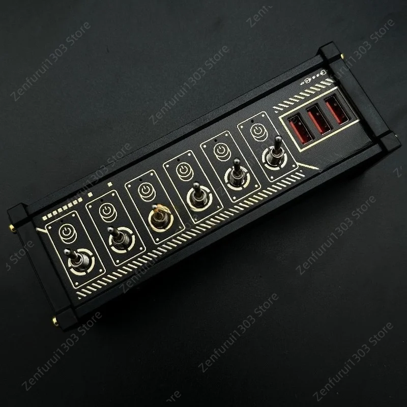 Block USB switch socket independent control button retro gold-plated boyfriend gift voice black metal color screen