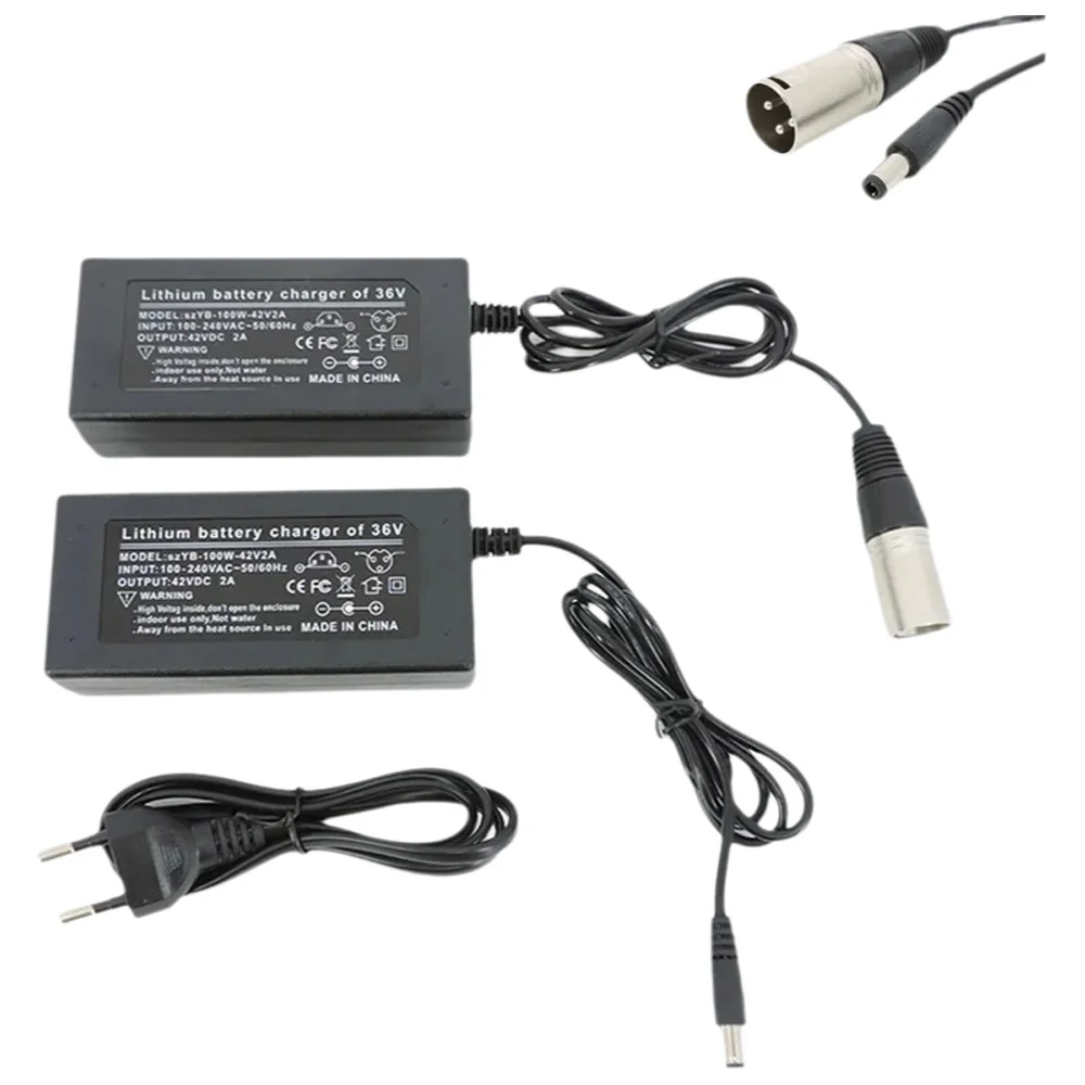 AliExpress QvvCev 36V Charger 42V 2A Electric Bike Lithium Battery Charger for 36V Lithium Battery Pack with 3-Pin XLR Socket/Connector