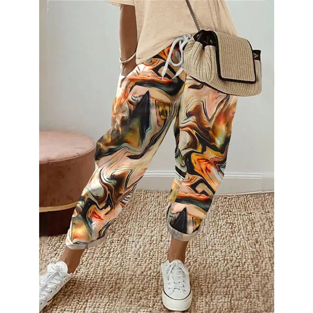 

Plus Size 1XL-5XL Women's Printed Drawstring Casual Harem Pant Ladies Fashion Floral Loose Pants