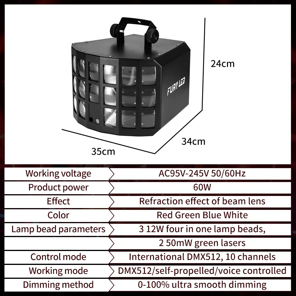 60W LED 3 Layer RGBW 4in1 Butterfly Light With Remote Control DMX512 DJ Disco Lighting For KTV Party Nightclub