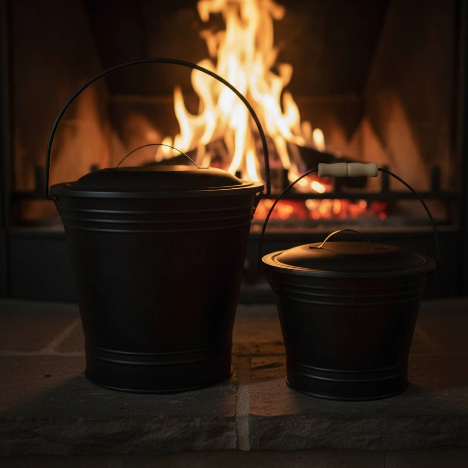 2 Pieces Tapered Ash Container with Ribbed Body Lidded Metal Ash Container with Lid Container Portable Galvanized Iron