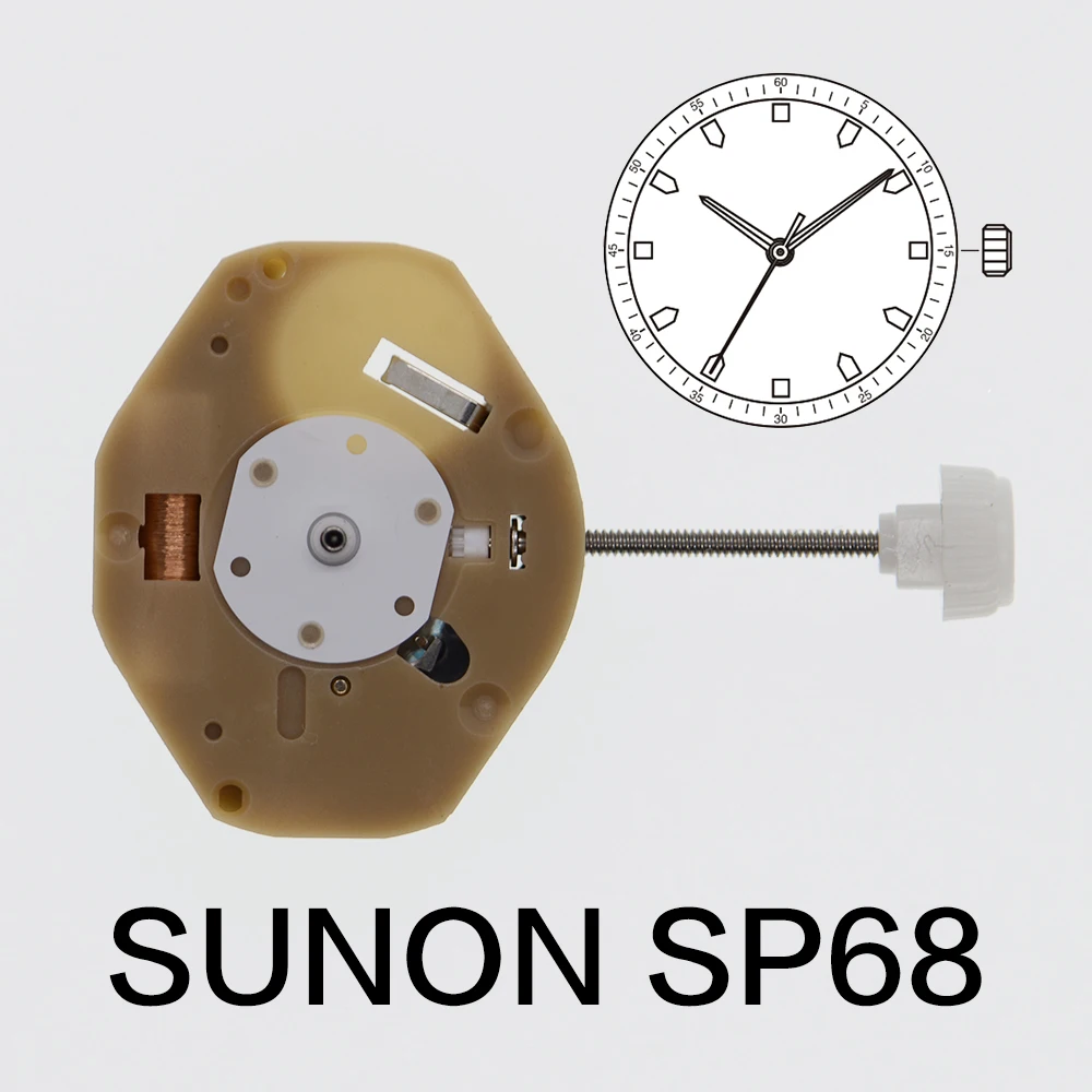 Movimento Sunon SP68 Movimento al quarzo Accessori per orologi Parti di riparazione Sweep Secondo movimento Stesso movimento meccanico a 3 lancette