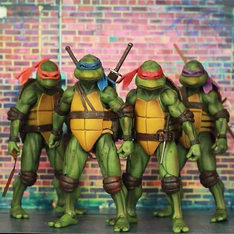 Classic Animation Ninja Turtle, Action Figurine, Modelo1990 Filme, Pizza Club, Rafael, Leonardo, Michelangelo, Donatello Statue Toys