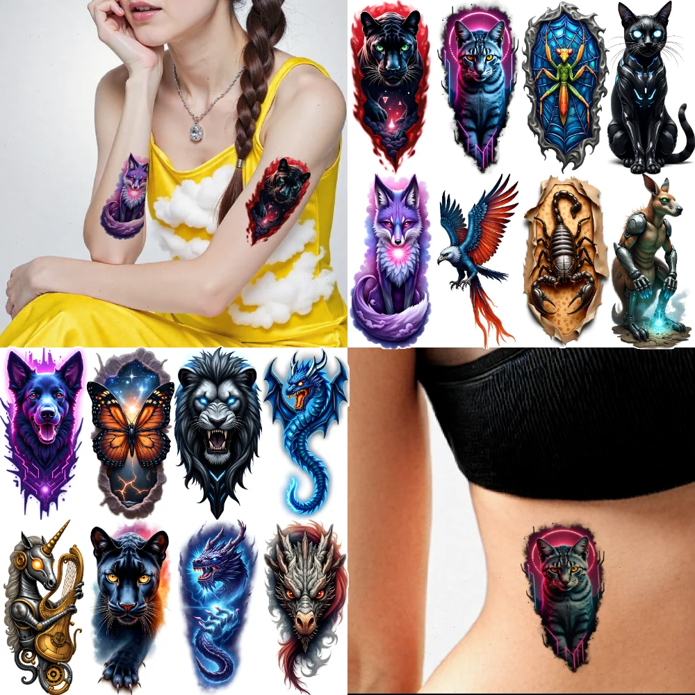

12pcs Temporary Tattoo Kangaroo Tattoo Realistic Temporary Tattoos Raven Tattoo Hummingbird Tattoo For Women Adults Arms