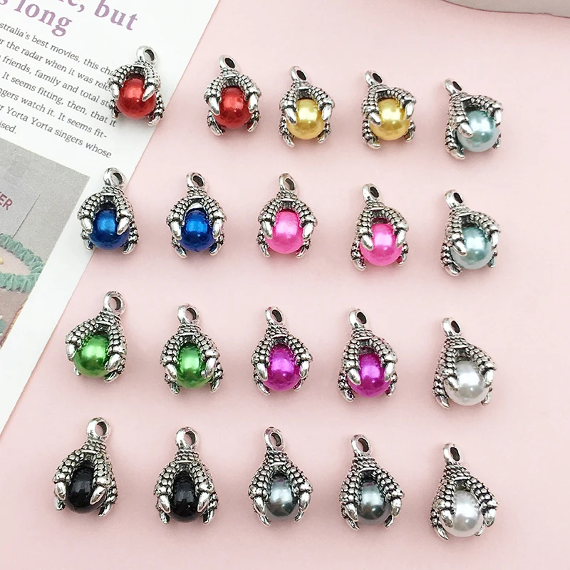 20pcs10 Colors 12x15mm Dragon Claw With Ball Charms Eagle's Claws Pendant For DIY Necklace Bracelets Earrings Jewelry Making