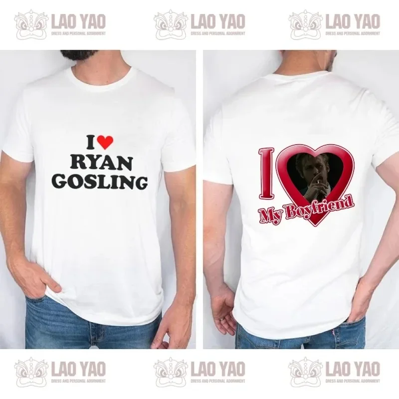 Ryan Gosling T-shirt Harajuku Top Girl Boy Top Harajuku Print Top White Loose AB Face Gift Couple Streetwear