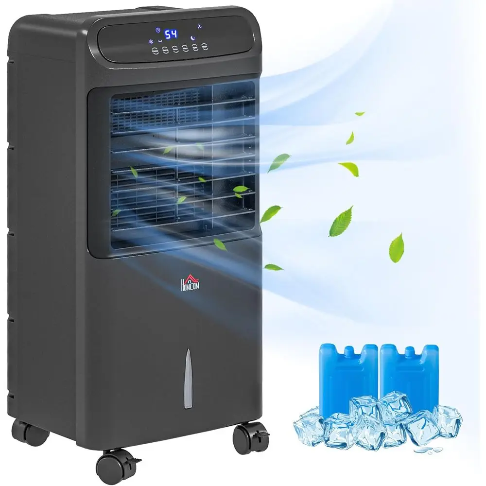 

Портативный охладитель воздуха 3-в-1 с функцией охлаждения льдом, 32 л, 60 Вт ° Функция осцилляции, 3 скорости, таймер на 12 часов, черный цвет