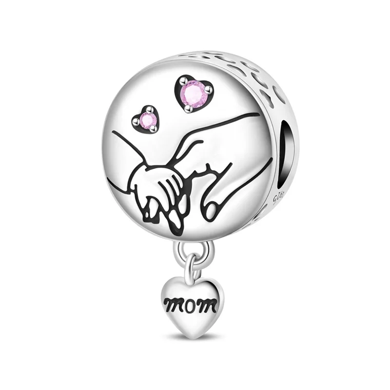 

Hot Sales 925 Sterling Silver Hand-Holding Charms Beads CZ Zircon Dangle Fit Original Bracelet DIY For Family Jewelry Gifts