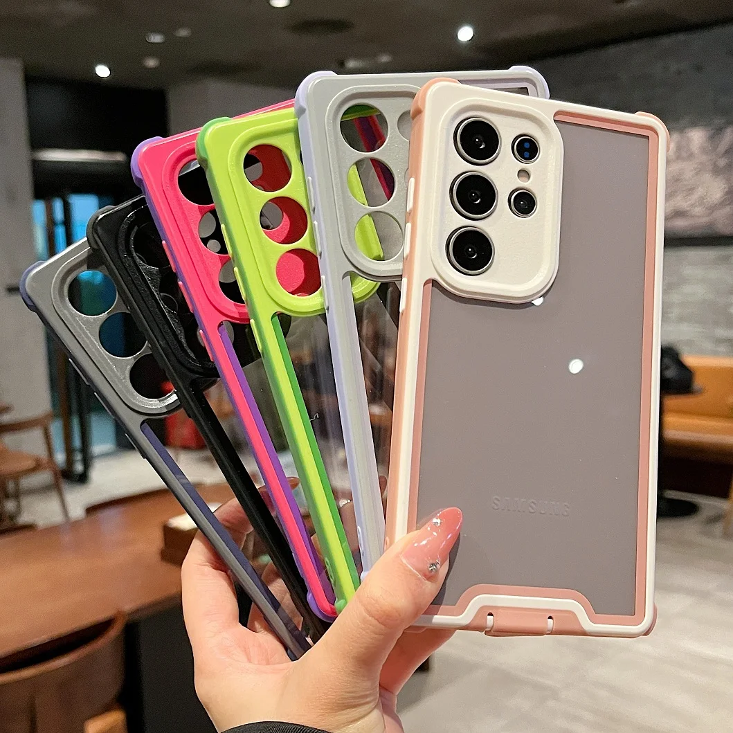 

High Quality Color Border Dustproof Four Corner Anti-Drop Case For Samsung Galaxy S23 S25 Ultra S24 Plus Shockproof Phone Cover