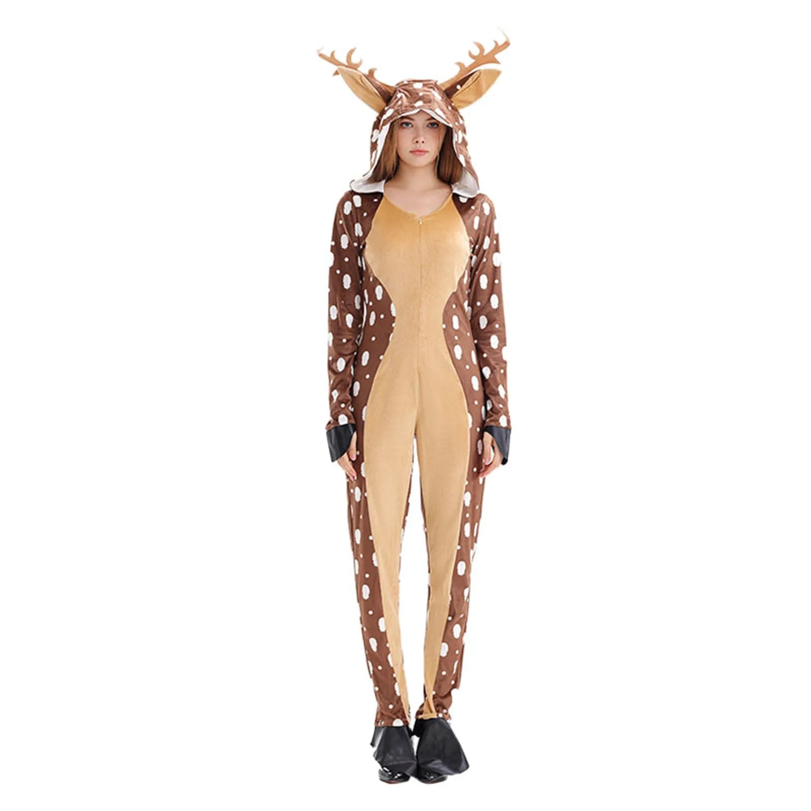 Women Sika Deer Christmas Cosplay Costumes Christmas Spotted Deer Moose Kids Animal Elk Ball Party Fancy Dress Stage Costume