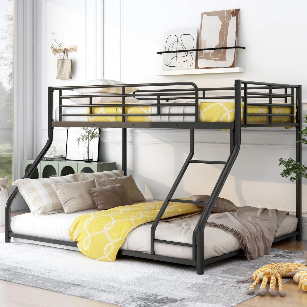 

Children Beds Metal Floor Bunk Bed, Black Bunk Bed for Kids Twin Beds Toddler Beds Children Furniture Literas Metal Bed Frame