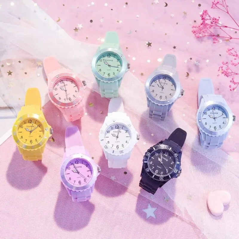 

Colorful Kid's Watch Fall-Resistant Sports Candy Color Quartz Wristwatch Girls Boys Student Gifts for Kids Montre Enfant Garçon